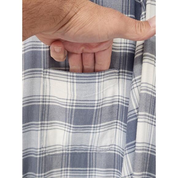 Faherty Shirt Mens Large Blue White Plaid Button Flannel Pima Cotton Blend - Picture 5 of 13